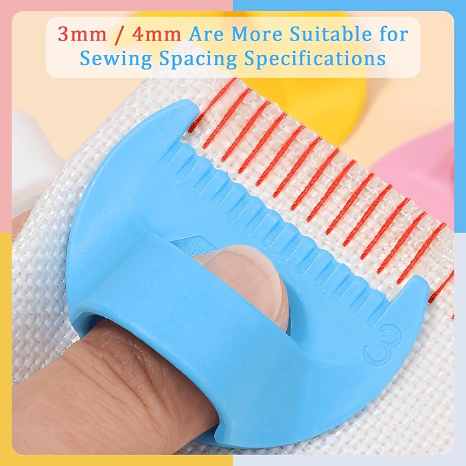 2 PCS 3mm Edge Lock Seam Guide, Mini Sewing Finger Ruler for Hand Sewing, DIY Sewing Kit Tool, Sewing Needle Gauge Measuring Guide, White