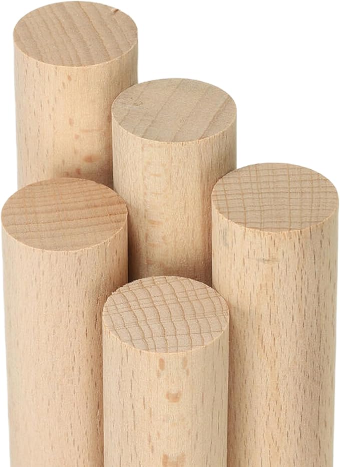 ALBO 1" x 48" Wooden Dowel Rods Set - 5 Pack Birch Natural Strong Long Craft Sticks Woodworking Furniture Garden Structures Hardwood Sanded Smooth Versatile Material Railings Supports