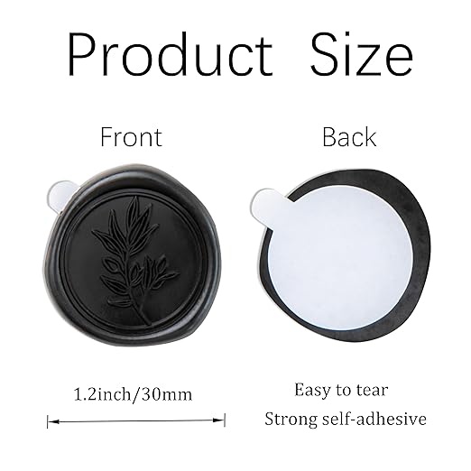 PONATIA Black Wax Seal Stickers - Wedding Invitation Seal Stickers, 50 Pcs Self- Adhesive Wax Seals, Perfect for Invitation Cards, Envelopes Christmas Cards, Gift Wrapping, Party Menu Decor