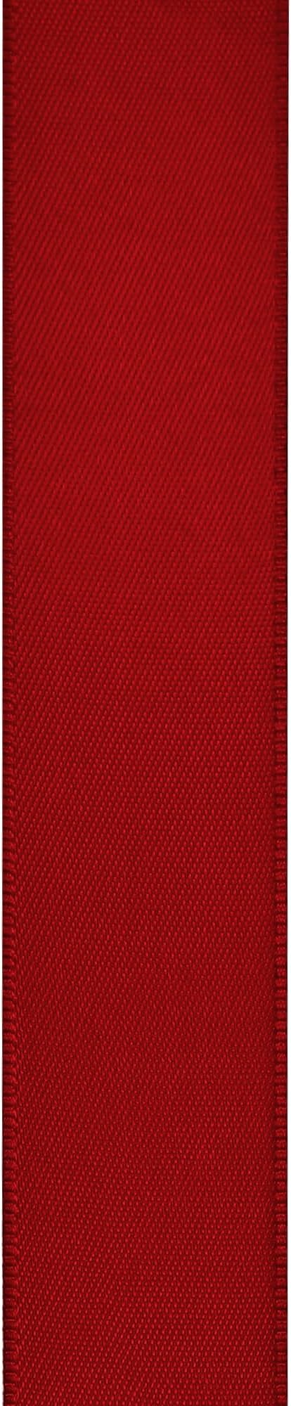 LIUYAXI Red Double Faced Satin Ribbon, 1/4" X Continuous 50 Yards, Thin Ribbons Perfect for Gift Wrapping Wedding Invitation Card Hair Bows Tag Floral Arrangement DIY Craft