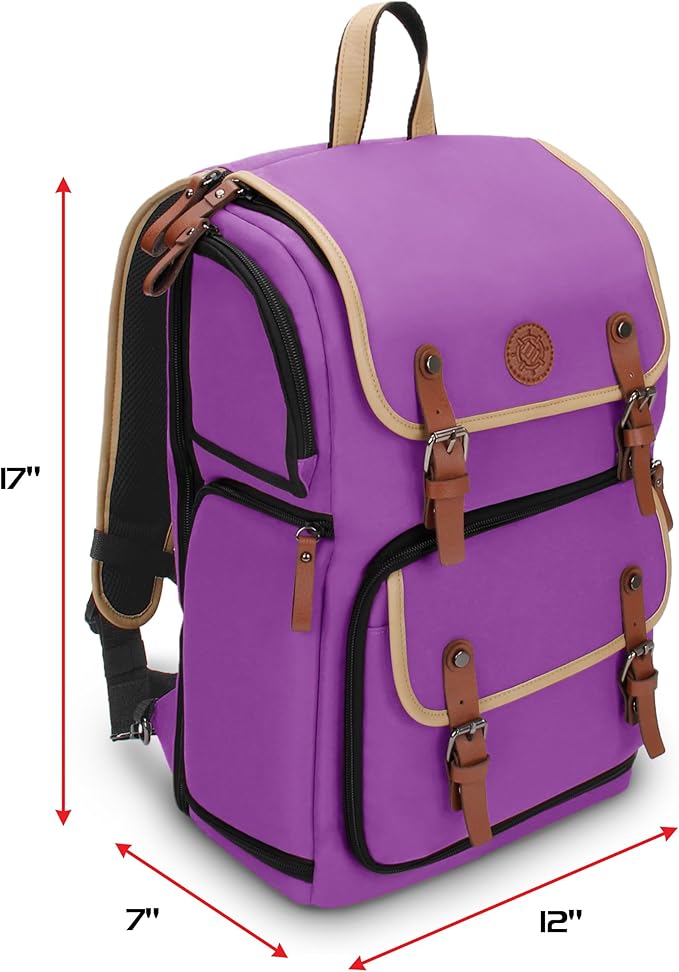 ENHANCE Designer Edition TCG Backpack - MTG Deck Bag Card Binder Space, TCG Deck Box Storage, MTG Playmat Holder - Card Storage Compatible with Magic the Gathering, Pokemon, Lorcana (Canvas Purple)
