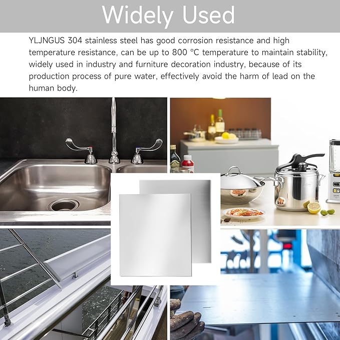 304 Stainless Steel Sheet - 8" X 8" X 1/8" Thin Stainless Steel Plate 1/8 Inch Thickness with Protective Film Metal Sheets Shim Stock Sheets for Kitchen DIY Crafting etc. (203 x 203 x 3 mm)