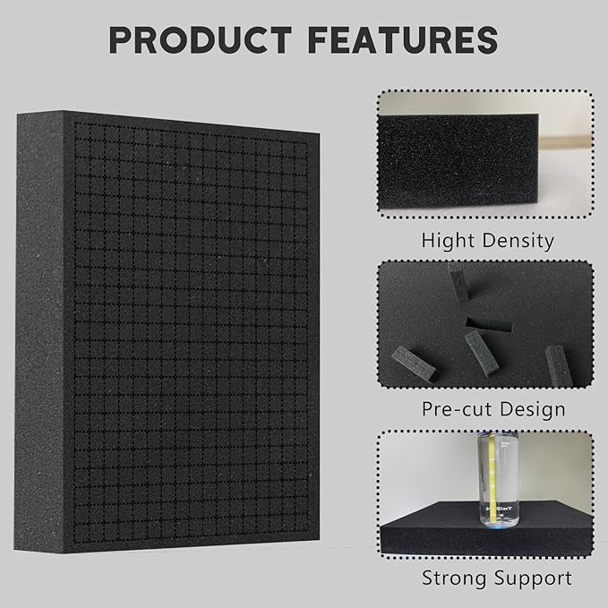 Pick and Pluck Foam Sheets, 1 PCS 16 x 12 x 4 Inch Pick Apart Foam Insert for Camera Storage, Crafts, Tool Box, Storage Drawer