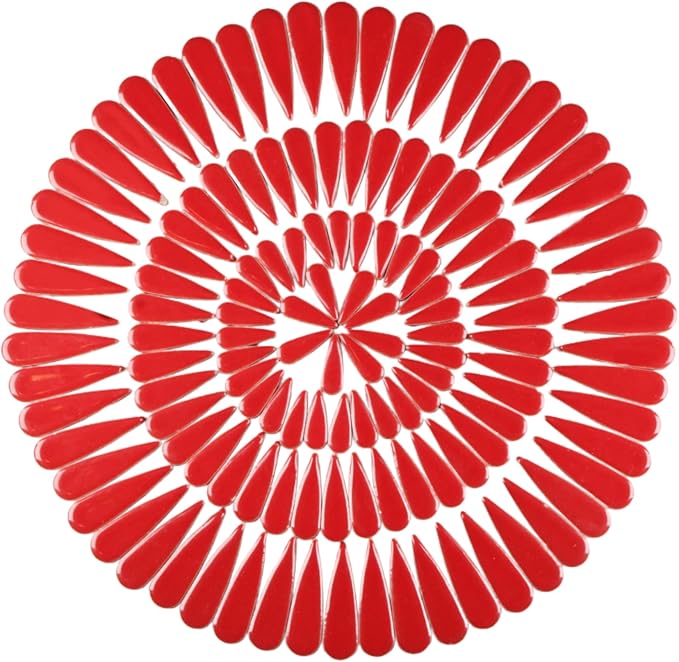 200g Petal Droplet Shaped Ceramic Mosaic Tiles for Crafts, Vibrant Colors, Ceramic Tiles for Mosaic Making Kits, DIY Arts and Crafts (Red)