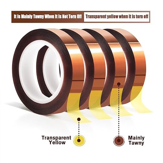 4 Rolls 10mm x16m(52FT) Heat Tape High Temperature Heat Resistant Tape Heat Transfer Tape for Heat Sublimation Press Vinyl,No Residue