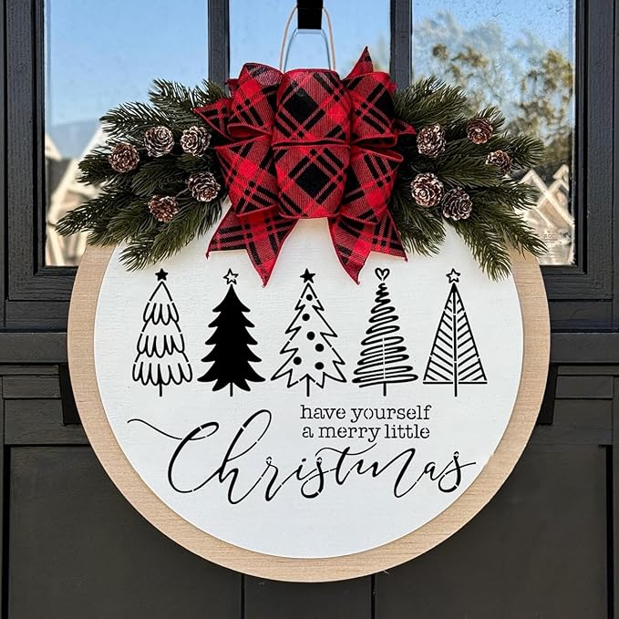 Christmas Stencils for Painting on Wood 12" Christmas Stencils for Crafts Reusable Xmas Holiday Stencil for Door Mats Round Hanger Fabrics Decor