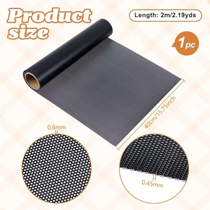 Fursuit Eye Mesh 78.74x15.74inch Black Waterproof PVC Plastic Mesh 0.45mm Thick Printable Fabric Meshs for Furry Cosplay, Props, Fursuits, Craft Making Home Decor Hole: 0.8mm