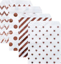 KEYYOOMY 100 Pcs Rose Gold Candy Buffet Bags Small Cookie Bag Polka Dot Paper Treat Bag for Wedding Birthday Party (5 inch x 7 inch)