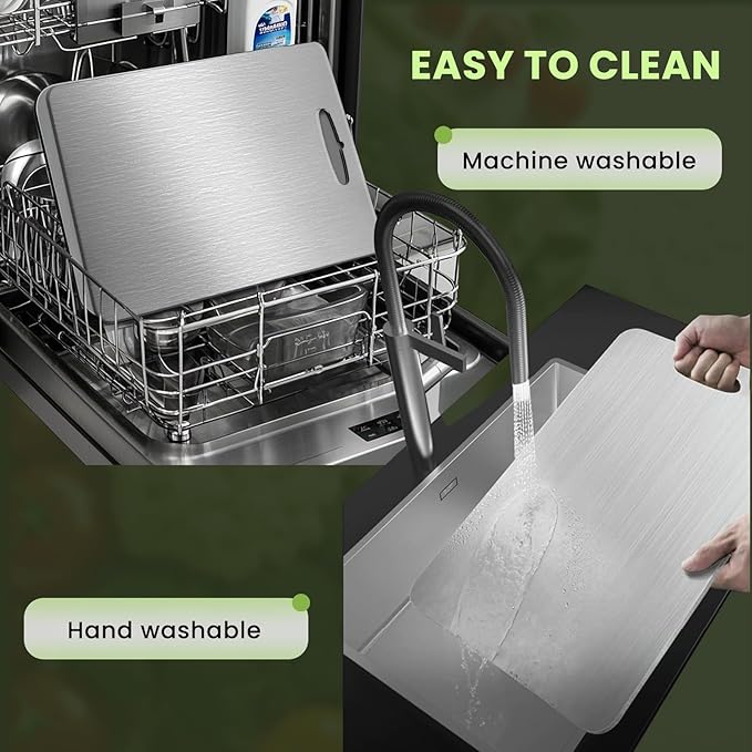 2 Pack Titanium Cutting Boards 100% Pure Titanium for Kitchen .Cutting Edge Hygiene & Durability.Double sided food-grade Cutting Board For Meats Fruits And Vegetables. Easy to Clean (18 * 12)