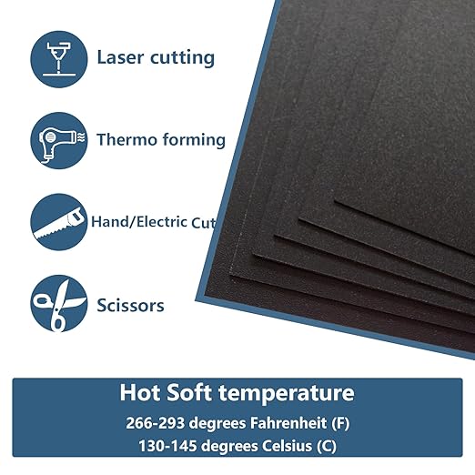 3 Pack Black Plastic Sheet 8x12x0.08 in Flexible High Tensile Plastic Sheets Black Plastic Panel for DIY Materials Handicrafts Home Decoration