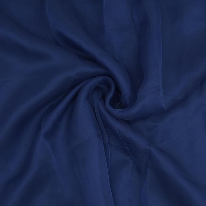 Organza Fabric 5 Yard Bridal Solid Sheer Organza Fabric Bolt for Wedding Dress, Fashion, Crafts, Decorations Silky Shiny Organza 44" - (5 Yard, Navy Blue)