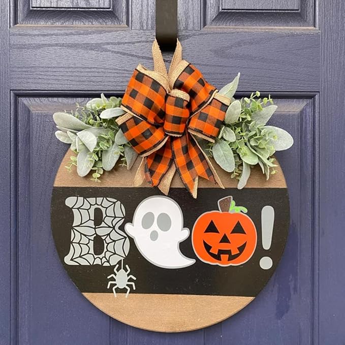 Halloween Stencils for Painting on Wood Door Sign Reusable Large Holiday Stencil for Crafts Canvas Wall Shirts Cookie Drawing Paint Decorating (Halloween Sign)