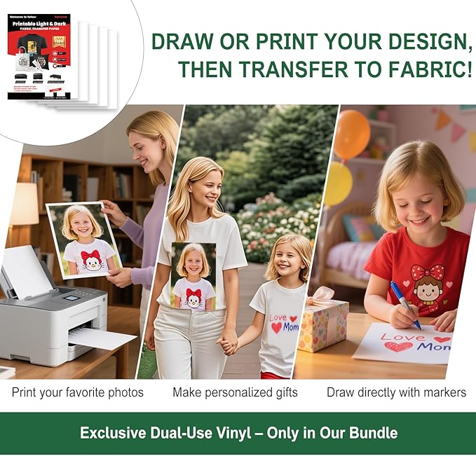 The Ultimate Accessories and Supplies Bundle for Cricut Makers and All Explore Air - The Starter Kit with Weeding Tools, Glitter Vinyl, Permanent Vinyl, Transfer Paper for Crafting Projects