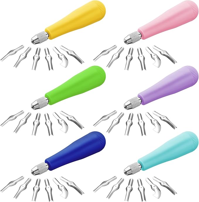 Umigy 6 Pack Craft Linoleum Cutter Kit Carving Tools Assortment Linocut Tools Block Cutters for Block Printing, Assorted Colors