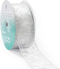 CT CRAFT LLC Organza with Silver Glitter Snowflakes Wired Ribbon 2.5 inch x 50 Yards for Christmas Home Decor Tree Topper Bow Gift Wrapping DIY Crafts Wreath Garland Wedding