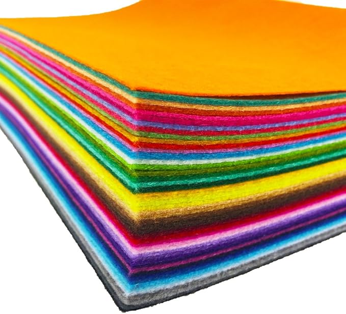 flic-flac 48PCS 12 x 12 inches (30 x 30cm) Assorted Color Felt Fabric Sheets Patchwork Sewing DIY Craft 1mm Thick … (30cm * 30cm, 48pcs)