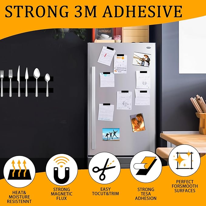 2 Rolls Magnetic Tapes, Flexible Magnet Strips with 3M Adhesive Backing, 10 Feet x 0.5"W Each Roll for DIY, Crafting, and Organizational Projects.