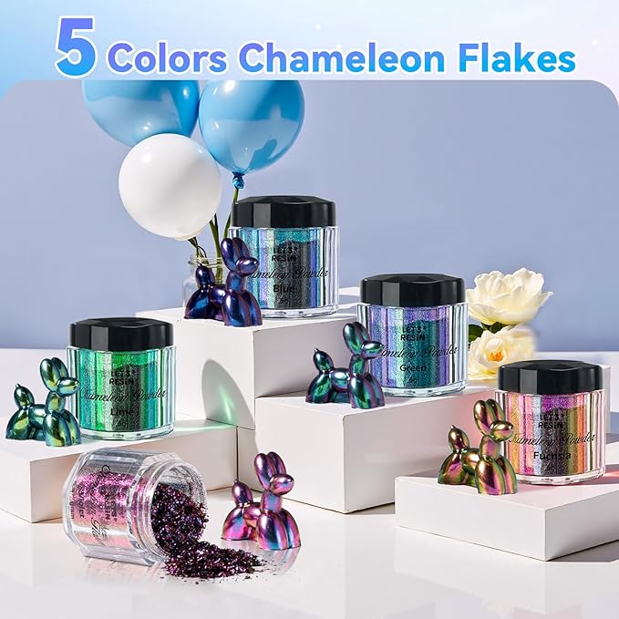 LET'S RESIN Chameleon Flakes, Resin Supplies -Intense Color Shift Pigment Powder for Resin Molds/Tumblers, Chrome Powder Pigment for Christmas Nail Art/Paint/Soap Making