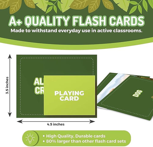 100 Animal, Insect & Ocean Creatures Flash Cards, Realistic Pictures for Fun Learning & Montessori Educational Vocabulary Builder for Preschool Kids, Adults, Schools, Autism, Speech Therapy, ESL, SLP