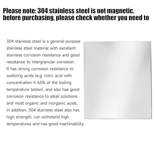 304 Stainless Steel Sheet - 2PCS 6" X 6" X 1/8" Thin Stainless Steel Plate 1/8 Inch Thickness with Protective Film Metal Sheets Shim Stock for Kitchen DIY Crafting (152 x 152 x 3 mm)