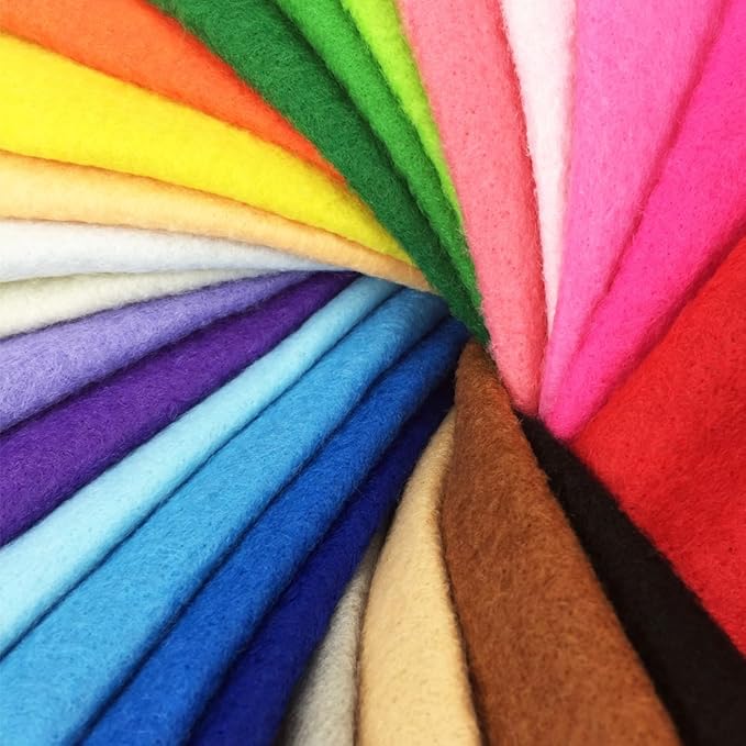 24pcs Thick 1.4mm Soft Felt Fabric Sheet Assorted Color Felt Pack DIY Craft Sewing Squares Nonwoven Patchwork (20 * 20cm)