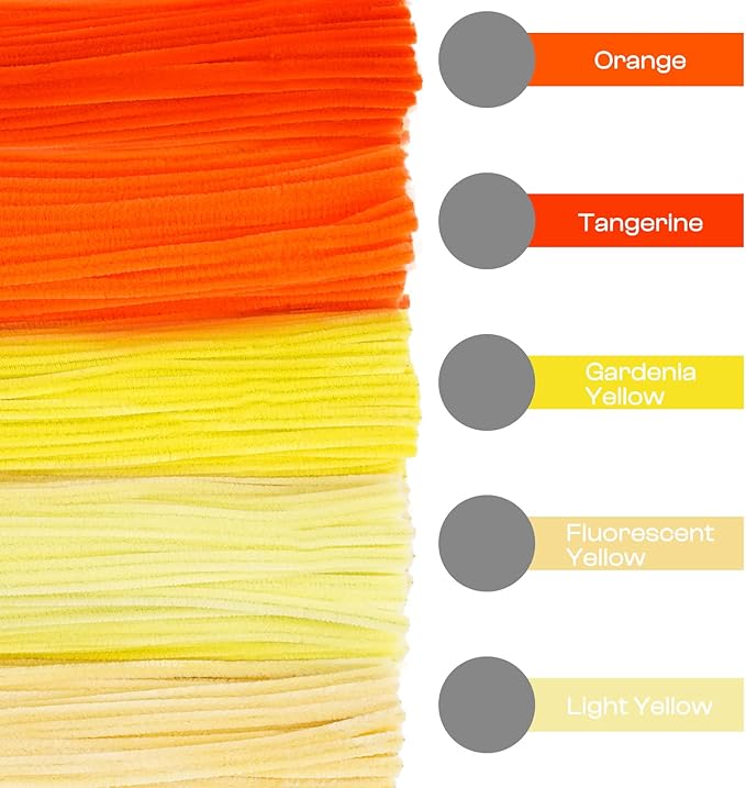 Caydo 500 Pieces Orange Pipe Cleaners, Chenille Stems, Pipe Cleaner Crafts for DIY Art and Craft Projects Creative Gift Party Decorations