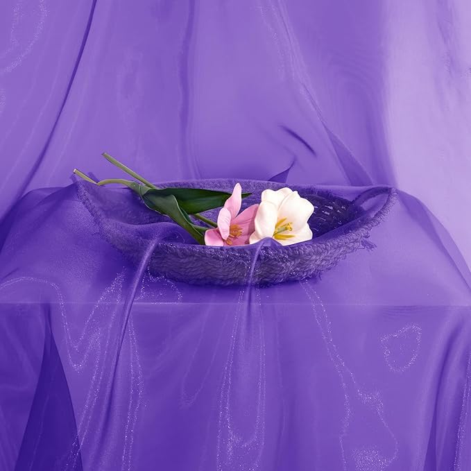 P Pothuiny Sheer Organza Fabric by The Yard, 10 Yards x 60 Inch Wide Bridal Purple Organza Tulle Fabric Roll Shiny Gauze Fashion Dress Sewing Craft for Wedding Party Decorations Backdrop