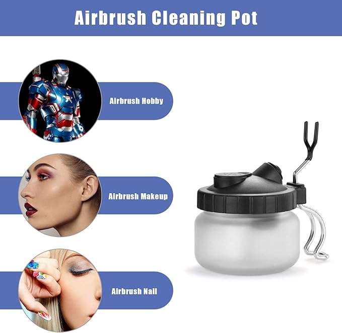 AGPTEK Airbrush Cleaning Kit - Glass Cleaning Pot, Filters, Scraper Needle, Tube Brushes