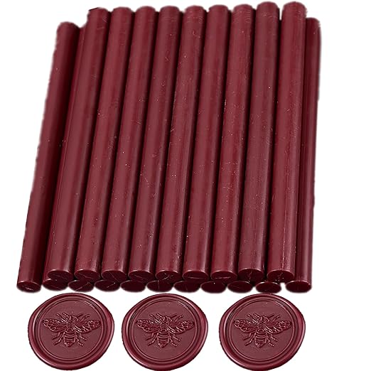 Crimson Wax Seal Sticks, ONWINPOR 20pcs Glue Gun Wax Sealing Sticks for Wax Seal Stamp, Dark Red Mini Sealing Wax Sticks Suit for 0.28''Glue Gun (Crimson Red)