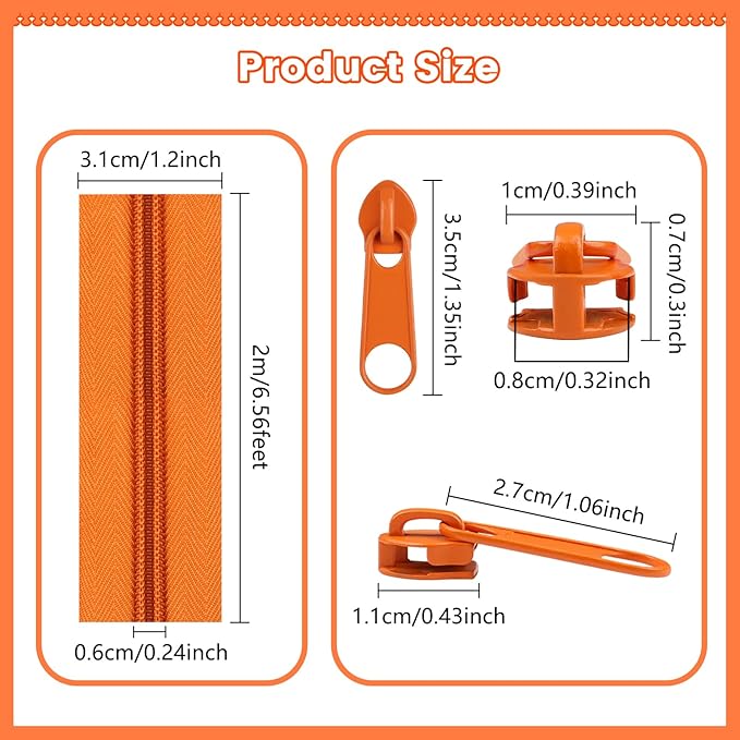 DOITEM 13.5 Yards 6 Pieces Sewing Zippers #5 Nylon Coil Zippers Assorted Zipper for Sewing with 24 Zipper Sliders for DIY Tailor Sewing Crafts Supplies, 6 Colors