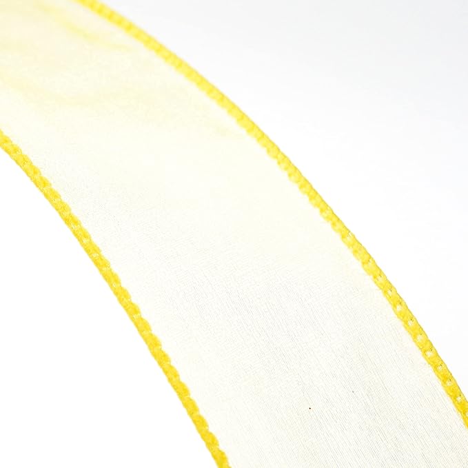 CT CRAFT LLC Sheer Organza Wired Ribbon 1.5" x 50Yards Yellow for Wedding Chair Bow Flora Bouquet Gift Wrapping Christmas Tree Home Decor Wreath