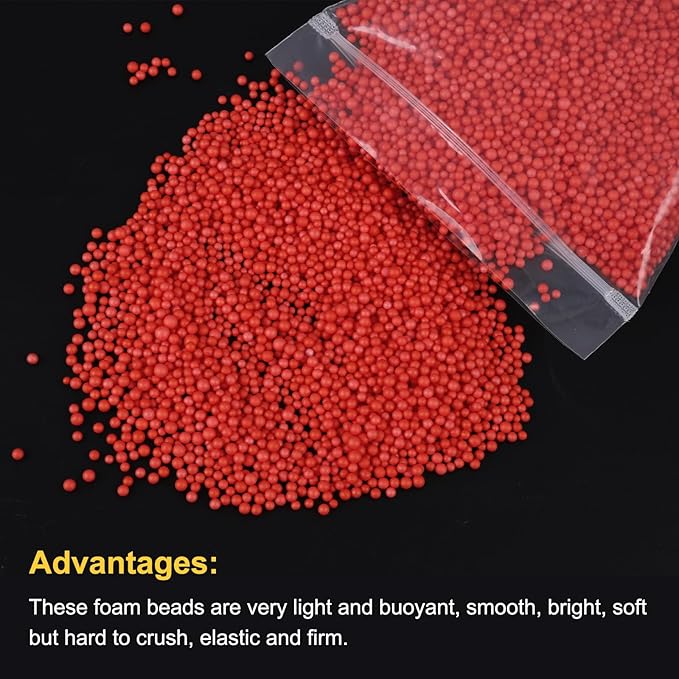 MECCANIXITY Foam Beads Foam Balls 2-3mm for Wedding and Party Decorations, Tiny Packing Balls, Arts DIY Crafts Supplies (Light Red,1 Pack Approx 8000pcs)