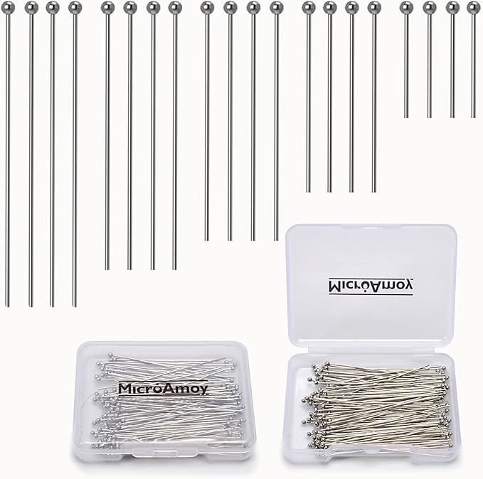 150pcs Silver Filled Ball Pins Non Tarnish Craft Earring Bracelet Jewelry Making Accessories Supplies (40mm (1.57in), Silver-Ball Pin)