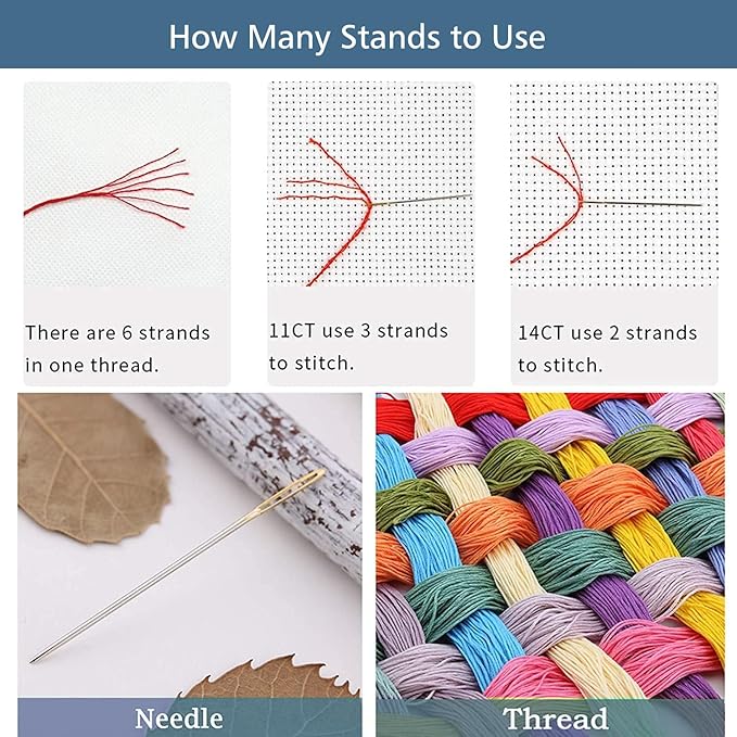 ZuoAnLF 4 Packs Stamped Cross Stitch Kits for Adults,Stamped Cross-Stitch Needlepoint Counted Kits Beginners,Embroidery Kit Arts and Crafts for Home Decor 11CT,9.8 * 9.8inch (HP)