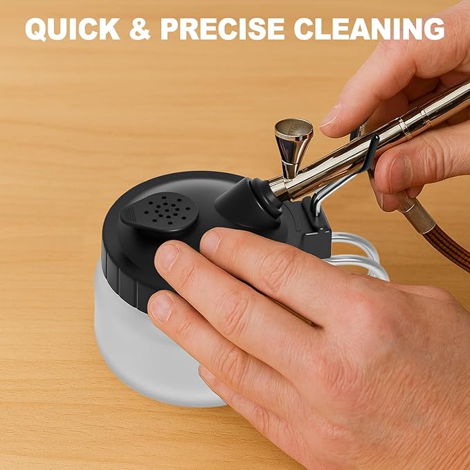 Airbrush Cleaning Kit Spray Wash Cleaning Pot Stabilizer Jar Bottles Holder with Cleaning Tools Needle Nozzle Brush