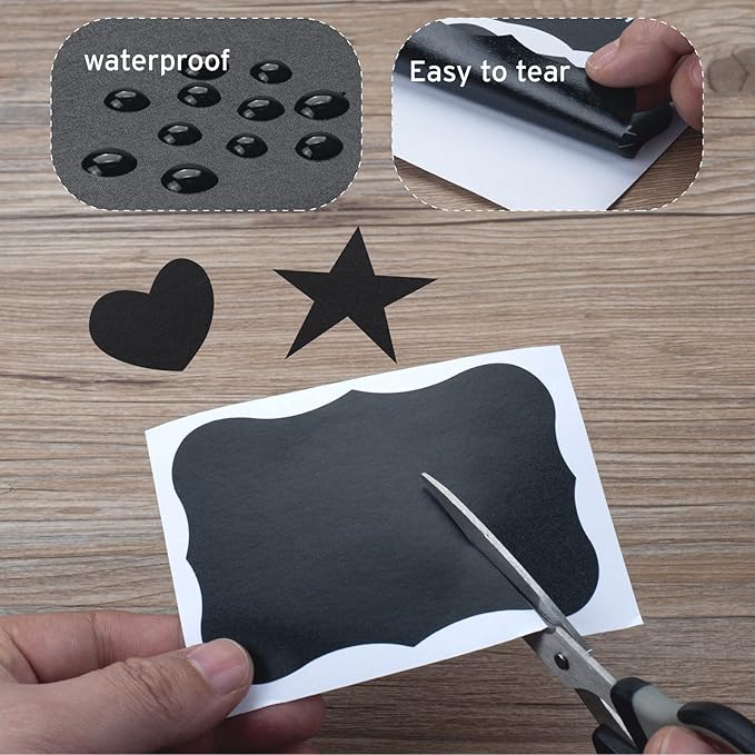 ONUPGO Chalkboard Labels (48 Pack), 4" x 3" Reusable Blackboard Stickers, Waterproof Chalkboard Sticker for Jars, Parties Decoration, Craft Rooms, Weddings, Storage, Organize Your Home & Kitchen