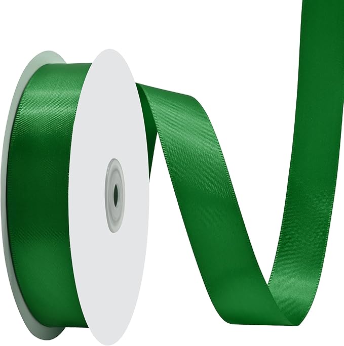 Forest Green Satin Ribbon 1" X 50 Yards Solid Color Double Faced Ribbons Perfect for Crafts Wedding Decor Bow Making Arts Sewing and More