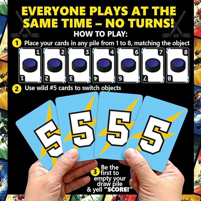 QUOKKA American Hockey Fast-Paced Card Game for Kids & Adults – 128 Cards & Easy Rules – Quick & Fun Matching Game – 2-4 Players – Ages 8+ – Perfect for Family Games Night, Travel and Parties