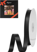 LIUYAXI Black Satin Ribbon, Double Faced 1/2" X Continuous 25 Yards Ribbons Perfect for Gift Wrapping Bows Bouquet Wedding Craft and More