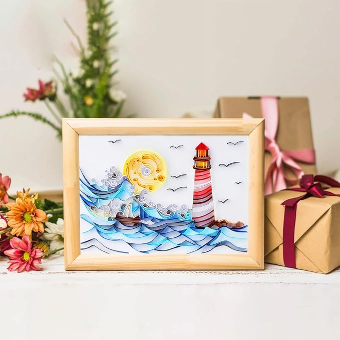 Uniquilling Quilling Kits Paper Quilling Kit for Adults Beginner, 8 * 10 in Paper Filigree Painting Kits, DIY Kits for Adults with Quilling Tools, Modern Wall Art for Living Room