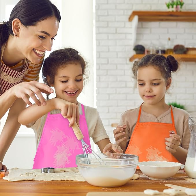 Kids Painting Aprons 24 Pieces 12 Colors Kid Art Apron with 2 Roomy Pockets Kids Aprons for Art Painting Activity Kitchen Crafts