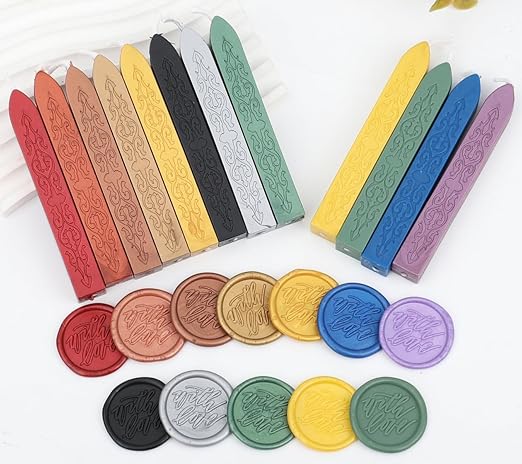 8Pcs Sealing Wax Sticks with Wicks, Wine Red Waxs Seal Stick Great for Letter Seals Waxing Stamp Wedding Invitations, Packaging Decoration (8)