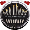 Premium 30/60 Pack Sewing Needles for Hand Sewing Repair with 2 Threaders, 6 Sizes Assorted Large Eye Stitching Needles for Embroidery and Handsewing