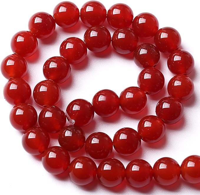 6MM 120pcs Semi-Precious Red Agate Beads Natural Stone Round Loose Beads for Jewelry Making DIY Bracelet Necklace 2 Strands 32"