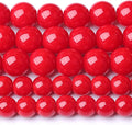 6MM Coral Red Glass Beads Natural Stone Crystal Energy Round Loose Beads for Jewelry Making Bracelet 120pcs 2 Strands 32"