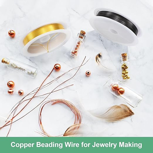 0.2 mm/32 Gauge Copper Wire for Jewelry Making, 82FT Copper Beading Craft Wire for Jewelry/Weaving/DIY Crafting/Planting, Color-Retaining [25M, Copper Tone]