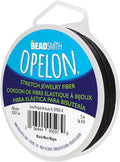 The Beadsmith Opelon Stretch Cord – Elastic Beading Fiber, Black, 0.8 mm Diameter, 5 Meters (16.4 ft) Spool