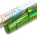 ROFISUESheet MetallicFoil HeatTransferVinyl12Inch*6Ft BundleChrome HTV VibrantColors for Stunning T-Shirt DesignsPerfect forDIY (olographic Green, 12Inch*6Ft)