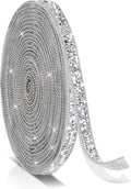 5 Yards Self Adhesive Rhinestone Ribbons, Sliver Rhinestone Strips, Diamond Crystal Rhinestone Ribbon Roll Stickers Glitter Bling Ribbons Rhinestones for Crafts Fabric Car Shoes Décor