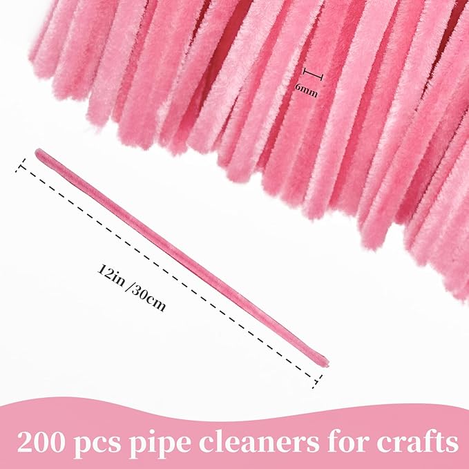 Pink Pipe Cleaners Craft Supplies,Chenille Stems for Art and Craft Projects Creative DIY Decorations,Room Decor,Christmas Ornaments,The Pink Stuff Wrapping Pape,Lovely Girl Toys,Halloween Decor